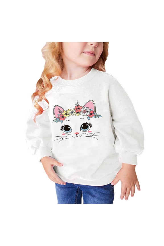 Teen Girls Sweatshirt Pullover Cute Printed Long Sleeves Sweatshirts Casual Crew Neck Fall Winter Pullover Tops Clothes Casual Comfy Fleece Jumper School Warm Girl Coat