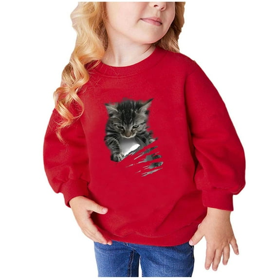 Teen Girls Sweatshirt Pullover Cute Printed Long Sleeves Sweatshirts Casual Crew Neck Fall Winter Pullover Tops Clothes Casual Comfy Fleece Jumper School Warm Girl Coat