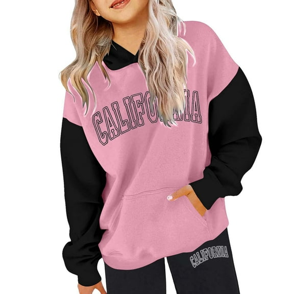 Teen Girls Sweatsuits Sets 2 Piece Relaxed Tracksuit Workout Sets Colorblock Sweatshirt Long Sleeve Pullover Soft Trendy Graphic Letter Sweatshirt Boys Hoodies for Girls Boys 12-13 Years