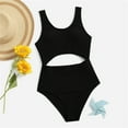 thumbnail image 1 of Girls Swim Suit One Piece Swimsuit Black Sun Protection Swim Suits 12-13 Years, 1 of 4