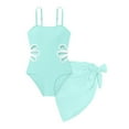 thumbnail image 1 of Teen Girls Swim Suits Adjustable Straps Side Cut Out Girl's One Piece Bikini Swimwear with Beach Skirt Girl Bathing Suit for Teen Girls, 1 of 6