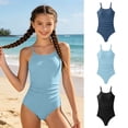 thumbnail image 1 of Girls Swimsuit 1 Piece Bathing Suit Sport Beach Bathing Suit Quick Dry Adjustable Straps Blue Girls' Swimwear 13-14 Years, 1 of 7