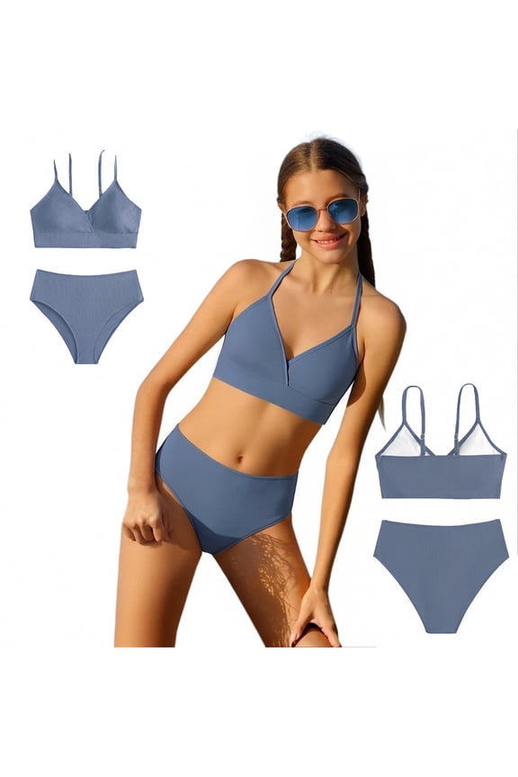 Teen Girls Swimsuit Girls Swimsuit With Shorts Two Piece Cute Bikini Girl Bathing Suits Size 12-14 Years