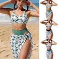 thumbnail image 1 of SROBPTY Teen Girls Swimsuit Set Print Bikinis Top with Shorts 3 Piece Bathing Suits for 13-16 Years, 1 of 5