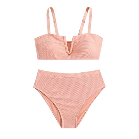 SROBPTY Teen Girls Swimsuit Set Solid Bikinis 2 Piece Bathing Suits for 9-16 Years