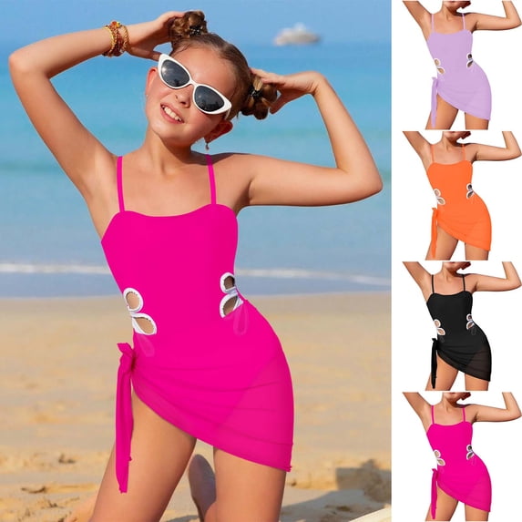 SROBPTY Teen Girls Swimsuit Set Solid Bikinis 2 Piece Bathing Suits for 10-16 Years