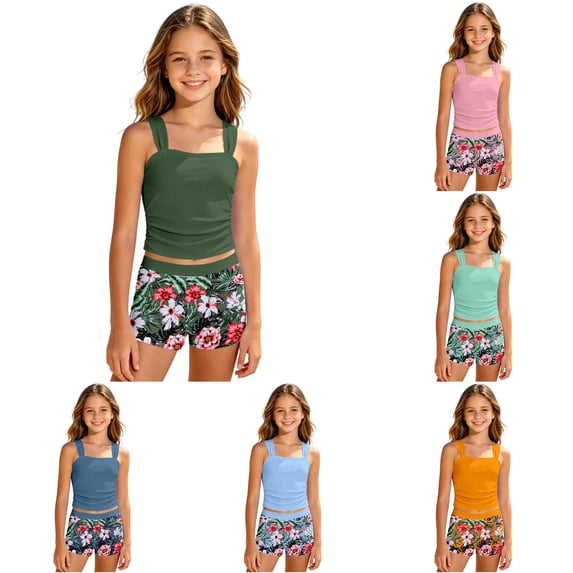Teen Girls Swimsuit Swimsuit With Shorts Bathing Suit 2 Piece Teen Girl Bikini Size 13-14 Years Girls Swimsuit
