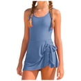 thumbnail image 1 of Teen Girls Swimsuits Modest One Piece Tummy Control Bathing Suit Straps Padded Swim Dress with Bottom 9-16 Years Girls Rash Guard Swimsuit, 1 of 5