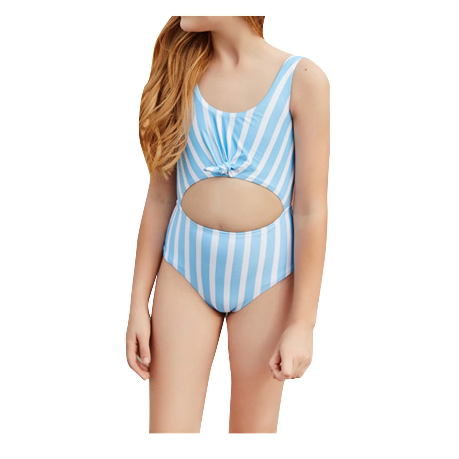Teen Girls Swimsuits Tankini Size 140 Holiday Cute Striped Print