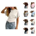 thumbnail image 1 of Girls T Shirt Crew Neck Basic Short Sleeve Cinched Waist Ruched Top Slim Fitted Summer Shirts (3-14y), 1 of 9