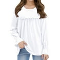 thumbnail image 1 of Teen Girls T Shirt Solid color White Long Sleeve Shirt Crewneck T-Shirts Fall Tops Tees Cotton T Shirt Boys Size 12-13 Years Shirts Cute&nbsp;Boy Girl&nbsp;Clothing, 1 of 4