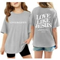 thumbnail image 1 of Teen Girls T Shirts Short Sleeve Kids Letter Printed Fashion Tops Tees Kids Grey T Shirt Girls Shirts Size 12-14 Years, 1 of 7