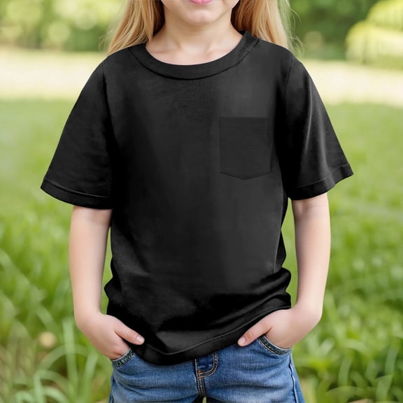 Teen Girls T Shirts Solid Short Sleeve Shirts For Girls Loose Soft Toddler Summer Outfit Girls T Shirts 10-11 Years Cute Girl Clothing