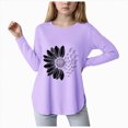thumbnail image 1 of Teen Girls T Shirts long Sleeve Curve Hem Tee Floral Cute Shirts Tops for Girls Fall Winter Clotehs Tops for 5T 6T 7T 8T 10T 11T 12T 13T 14T Kids Girls Tops, 1 of 4
