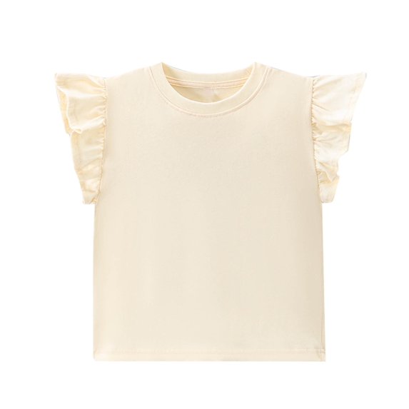 Teen Girls Tank Tops Size 2-15 Ruffle Sleeveless Crewneck T-Shirts Toddlers Kids Cute Solid Color Pullover Basic Going-Out Blouses Top