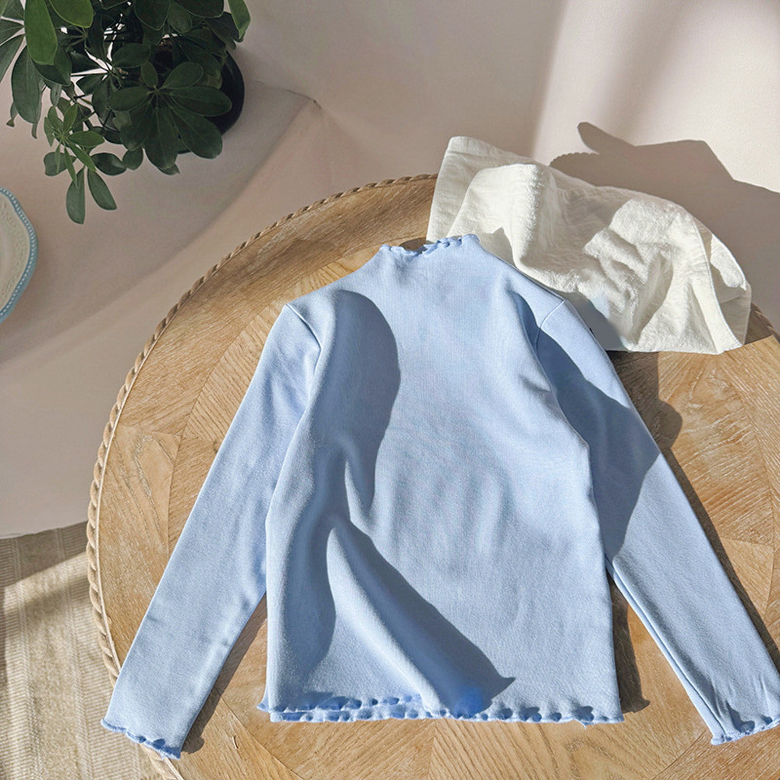 Girls Thermal Shirt Blue Long Sleeve Shirt Girls Turtleneck Shirt Tees ...