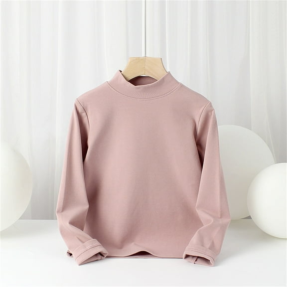 Teen Girls Thermal Shirt Boys Long Sleeve Pink T Shirt Girls Turtleneck Casual Basic Tees Boys Fall Shirt Kids Plain Tshirts 9-10 Years