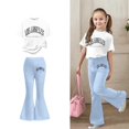 thumbnail image 1 of Teen Girls Two Piece Outfits Short Sleeve Letter Print T-Shirt Top and Flared Pants Set Girls Spring Outfits Girls Clothes Size 12-13 Years, 1 of 5