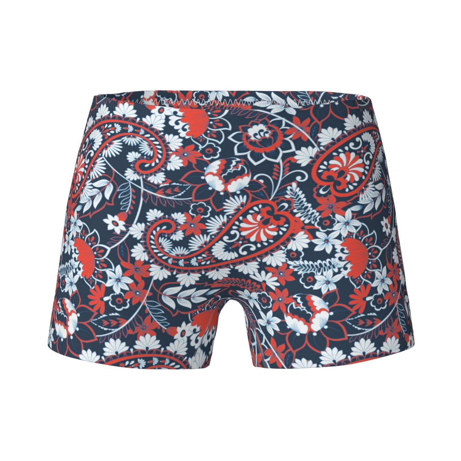 Teen Girls Underwear - Paisley Print red Soft Cotton Boxer Briefs