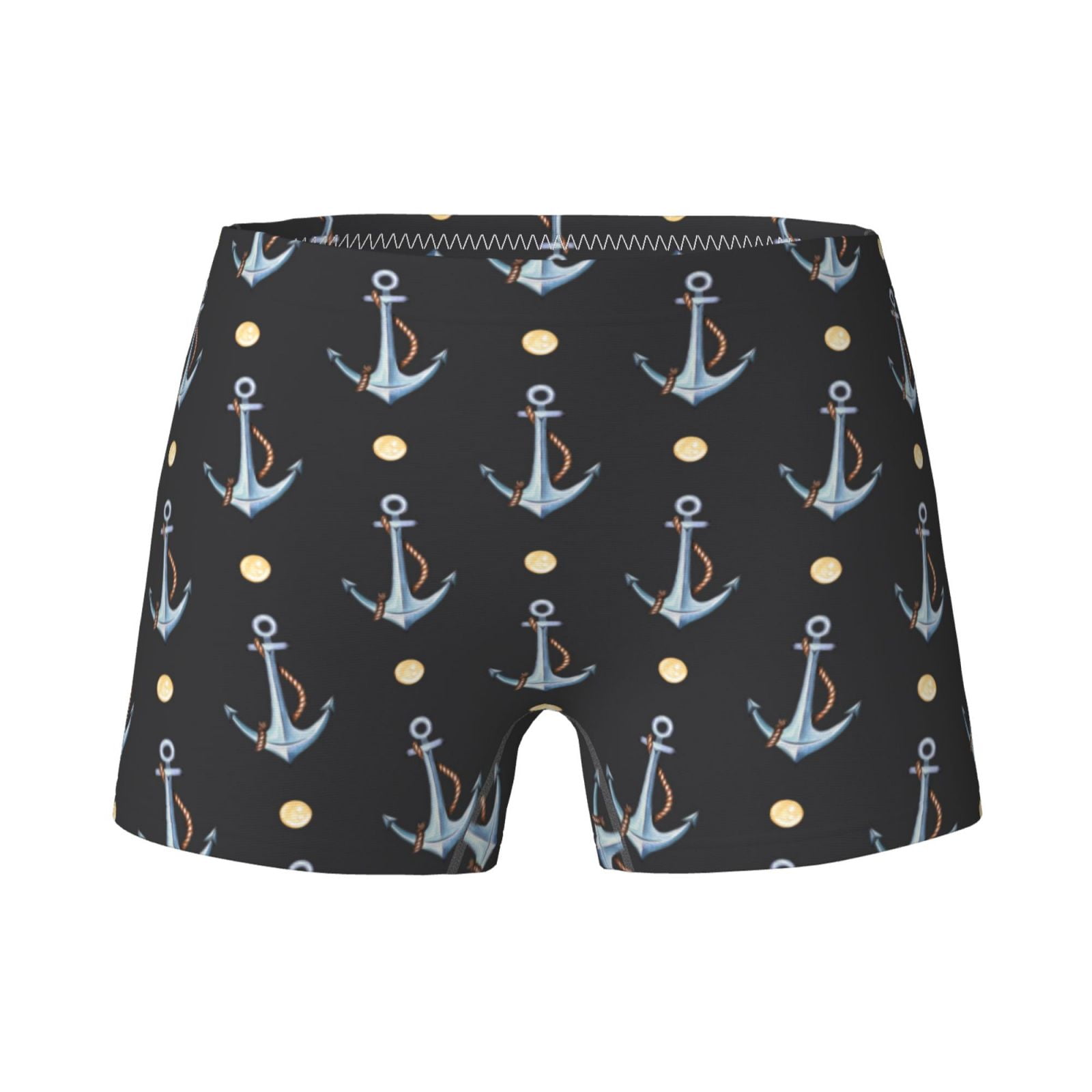 Teen Girls Underwear ship anchors rope black cool Soft Cotton Boxer