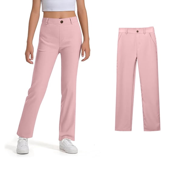 Teen Girls Uniform Pants Skinny Pants Kids Dress Pants With Pockets Flare Leg Pants Girls Green Pants Back To School Clothes Teen Clothes for Teen Girls 14-15 Years