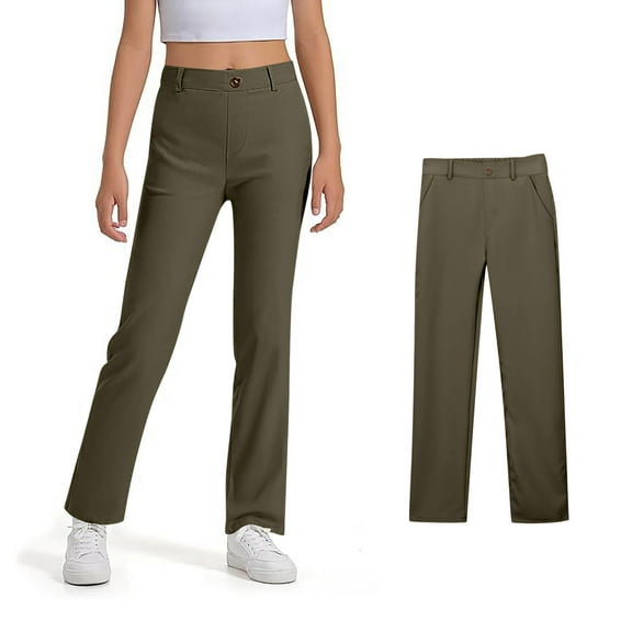 Teen Girls Uniform Pants Skinny Pants Stretch Pants With Pockets Flare Leg Pants Green Pants for Girls Back To School Clothes Teen Cute Clothes for Girls 13-14 Years
