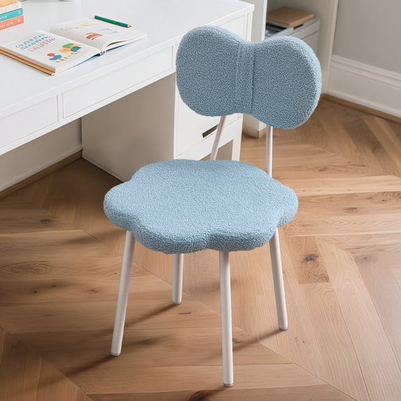 Teen Desk Chair Girls Vanity Chair Kids Desk Teddy Fleece Student Task Study Bedroom Office Reading Seat for Girls(Blue)