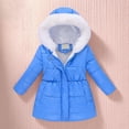 thumbnail image 1 of Girls Winter Coats Hooded Puffer Jacket Blue Puffer Jacket Zipper Long Sleeve Thicken Waterproof Jacket Kids Jacket for Girls 11-12 Years, 1 of 3