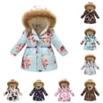 thumbnail image 1 of Girls Winter Coats with Hooded Puffer Jacket Cute Print Coat Zip up Long Sleeve Waterproof Girls Thicken Jacket Little Girl Jackets 10-11 Years, 1 of 9