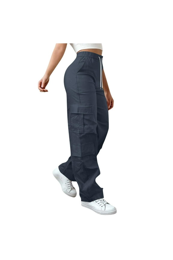 Teen Girls & Womens Cargo Pants Baggy Elastic Waist Cargo Joggers for Women Oversized Casual Work Pants Trousers