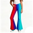 thumbnail image 1 of Teen Girls pants Color Block Kids Bottom Trousers Fashion Stretchy Denim Casual Autumn Flowy Pants For Girls With Pocket Size 13-14T, 1 of 4