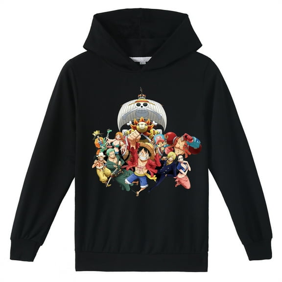 Teen Graphic Long Sleeve Hoodie,Anime One Piece Pullover Hooded Casual Loose Sweatshirts for Boys Girls
