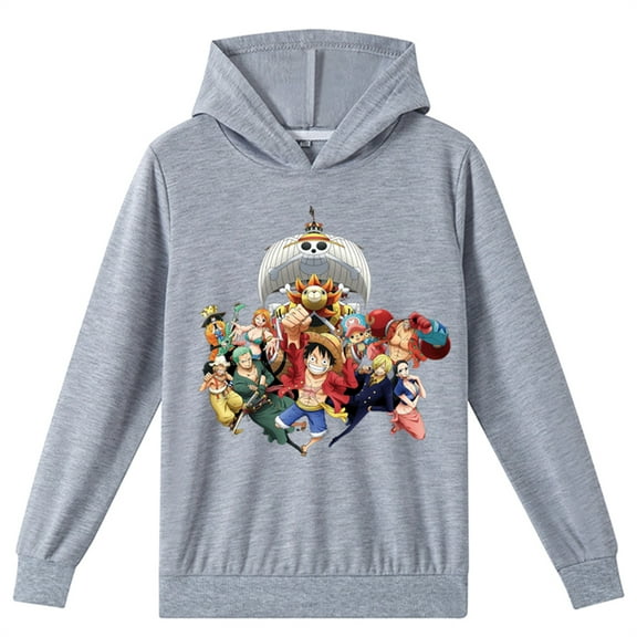 Teen Graphic Long Sleeve Hoodie,Anime One Piece Pullover Hooded Casual Loose Sweatshirts for Boys Girls