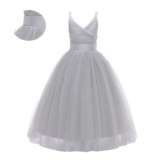 Teen Grey Dress for Girls Ruffle Toddler Girl Tulle Dress First Birthday Dresses Hallowmas Dresses for Toddler Girls 12-14 Years