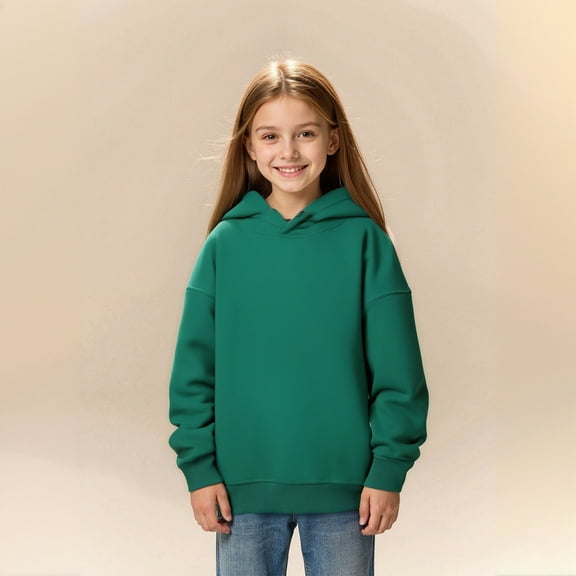 Teen Hoddies Dark Green Hoodie Casual Long Sleeve Hoodies Fall Winter Clothes Boys 12-13 Years Clothes