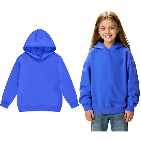 Teen Hoddies Kids Blue Hoodie Long Sleeve Casual Basic Pullover Sweatshirt Hoodie Warm Fall Winter Clothes Toddler Boy Clothes 10-11 Years
