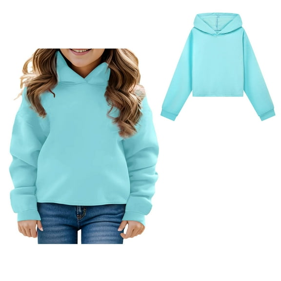 Teen Hoddies Kids Blue Hoodies Casual Long Sleeve Sweatshirts Fall Clothes Girls Teen Clothes 12-13 Years
