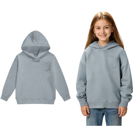 Teen Hoodie Grey Hoodie Casual Long Sleeve Hoodies Fall Winter Clothes Kids Clothes Girls Size 12-13 Years