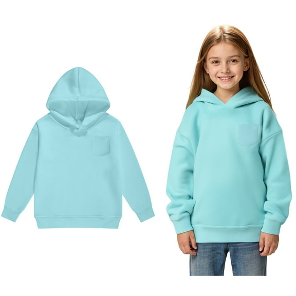 Teen Hoodie Kids Blue Hoodie Casual Long Sleeve Sweatshirts Fall Clothes Little Girls Clothes 10-11 Years
