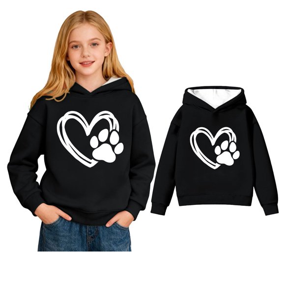 Teen Hoodie Kids Valentines Sweatshirt Long Sleeve Heart Sweatshirts Crew Neck Sweatshirt Pullover Girls Hoodies Size 11-12 Years