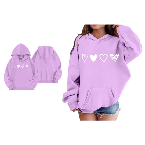 Teen Hoodie for Girls Valentines Day Sweatshirt Long Sleeve Casual Heart Sweatshirt Crewneck Pullover 11-12 Years Boys Clothes