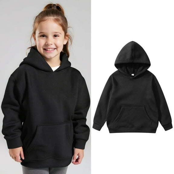 Teen Hoodies Black Hooded Lightweight Long Sleeve Hoodies Warm Fall Winter Clothes Little Girls Clothes Size 11-12 Years