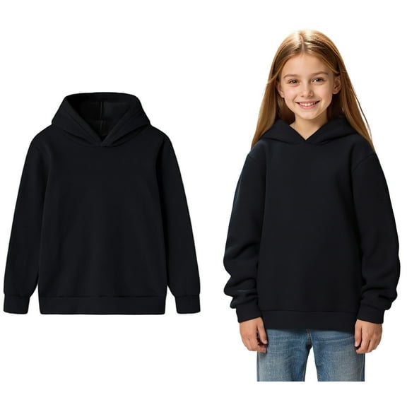 Teen Hoodies Black Hoodie Long Sleeve Pullover Tops Fall Winter Clothes Toddler Girls Clothes 11-12 Years