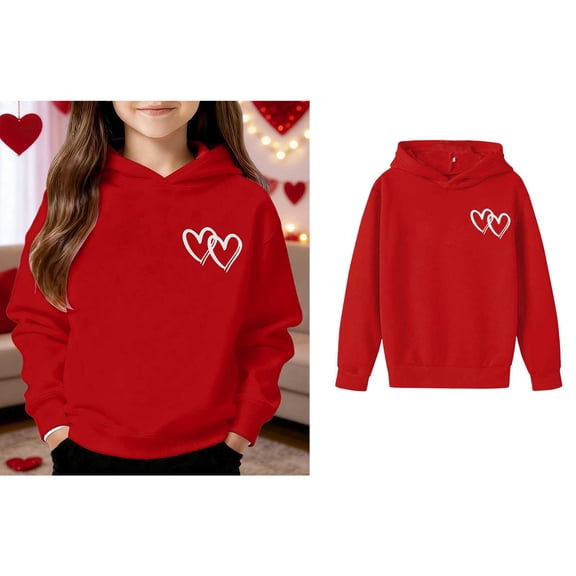 Teen Hoodies Girls Valentine Sweatshirt Long Sleeve Heart Sweatshirts Crewneck Pullover Sweatshirt Girls Clothes 10-11 Years