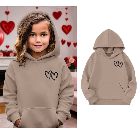 Teen Hoodies Girls Valentines Day Sweatshirt Long Sleeve Heart Sweatshirts Crewneck Pullover Sweatshirt 11-12 Years Girls Clothes