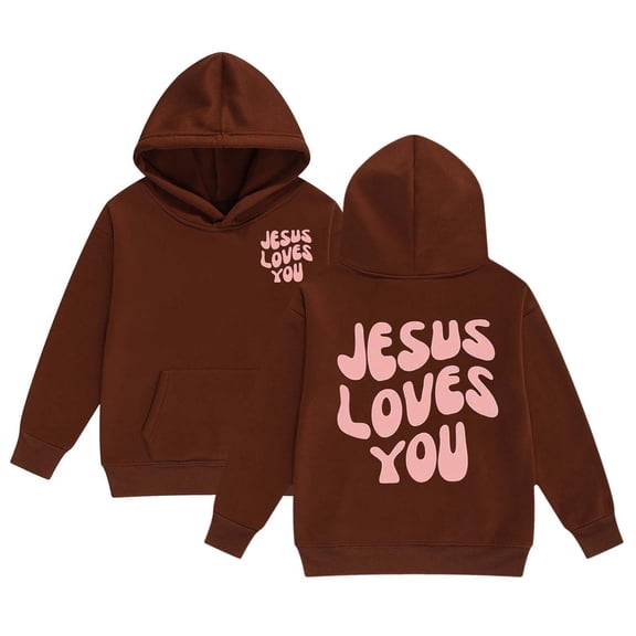 Teen Hoodies Jesus Loves You Hooded Sweatshirts Long Sleeve Graphic Hoodies Fashion Oversize Pullover Top Fashion Winter Clothes Teenage Girl Clothes 12-13 Years