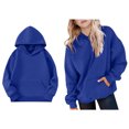 thumbnail image 1 of Teen Hoodies Kids Blue Hoodie Long Sleeve Hooded Sweatshirt Top Warm Fall Winter Clothes Girls 11-12 Years Clothes, 1 of 6
