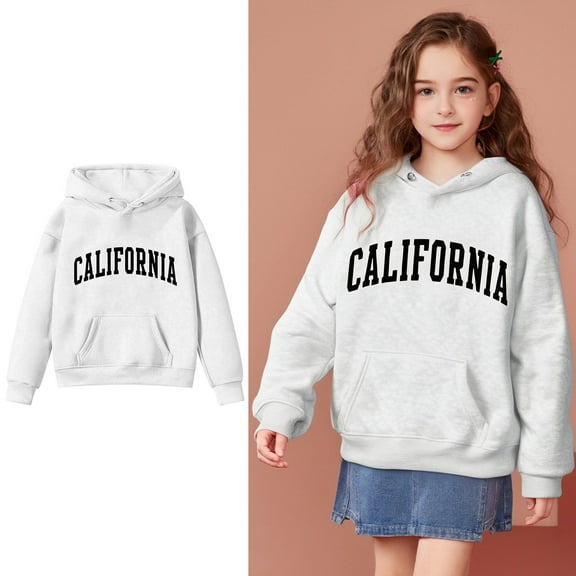 Teen Hoodies Letter Pattern Hooded Long Sleeve Casual Basic Pullover Sweatshirt Hoodie Winter Clothes Baby Girls Clothes 11-12 Years