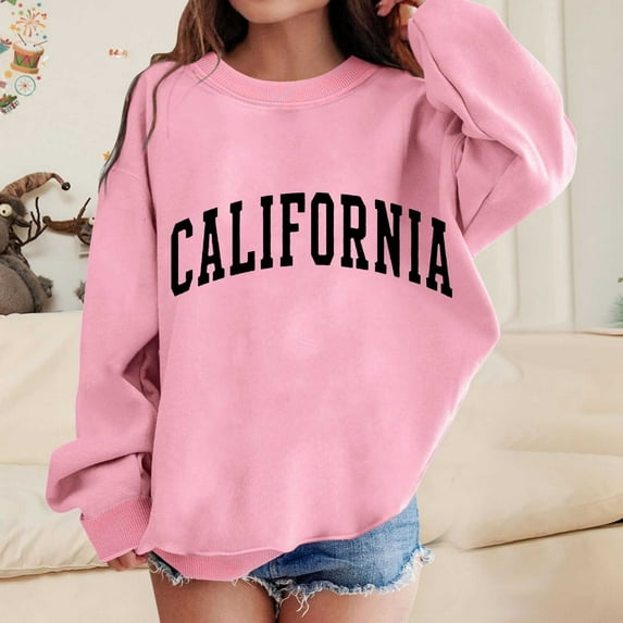 Teen Hoodies Solid Sweatshirt Long Sleeve Pullover Cute Printed Crop Tops Winter Clothes Girls Clothes Size 8-9