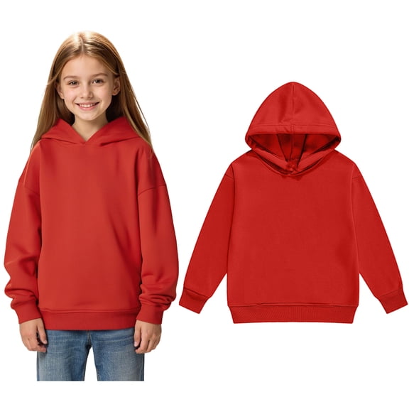 Teen Hoodies for Boys Red Hoodie Long Sleeve Pullover Tops Winter Clothes Little Boy Clothes 10-11 Years
